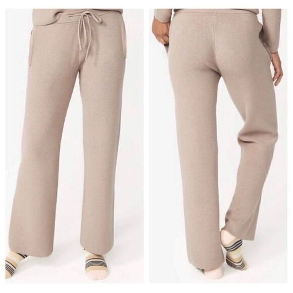 Figs Women’s Ribbed Knit Loungewear Pant in Latte Oatmeal Neutral Tan - Picture 10 of 10